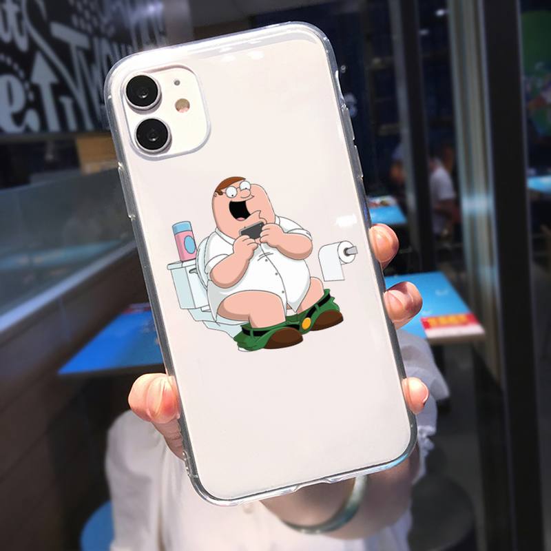 family-guy-cases-peter-griffin-playing-game-in-wc-transparent-iphone-classic-case